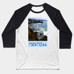 Restored Vintage Laguna Beach California Travel Poster Print Baseball T-Shirt